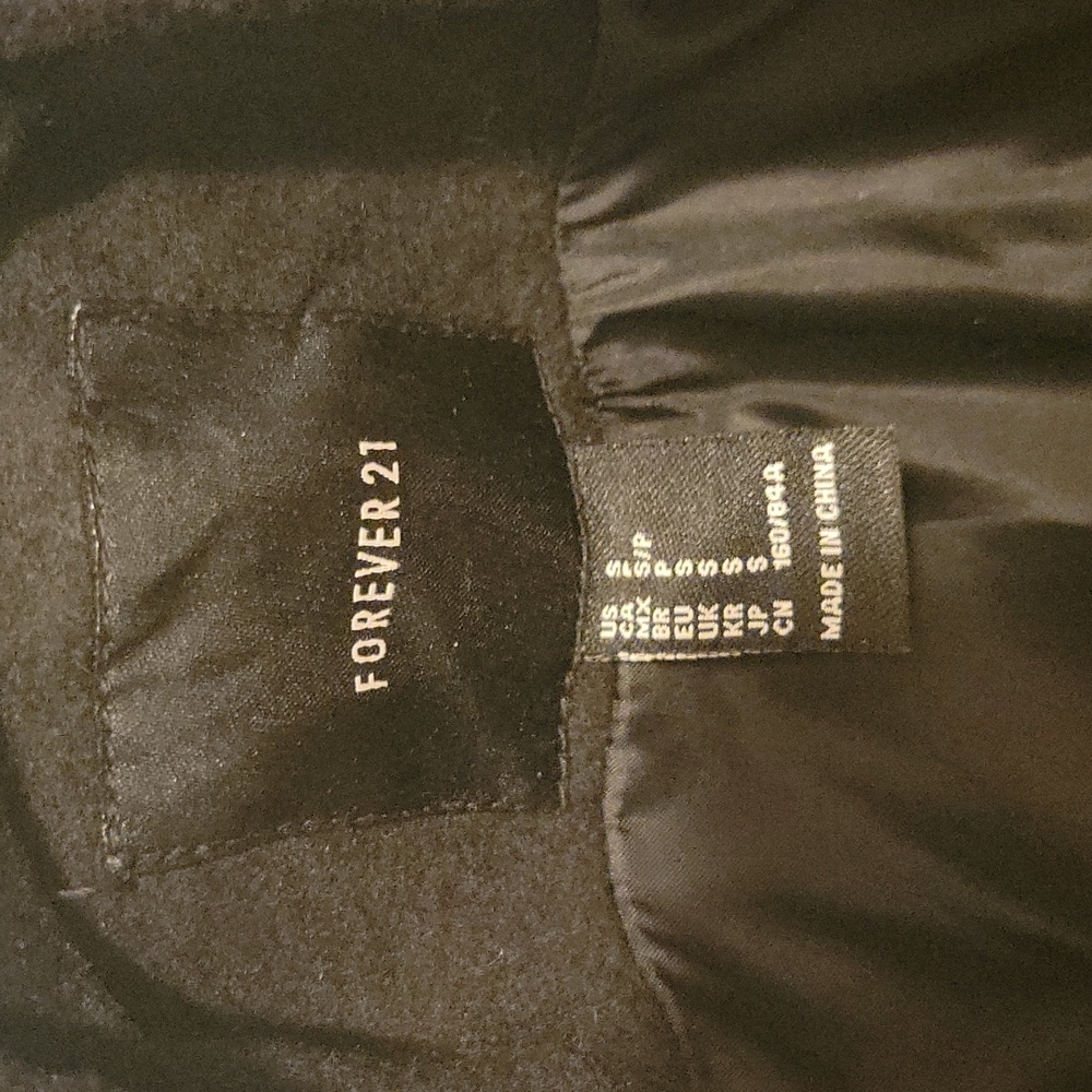 Forever 21 Black Longline Button Up Wool Jacket Coat S Small - Picture 2 of 6